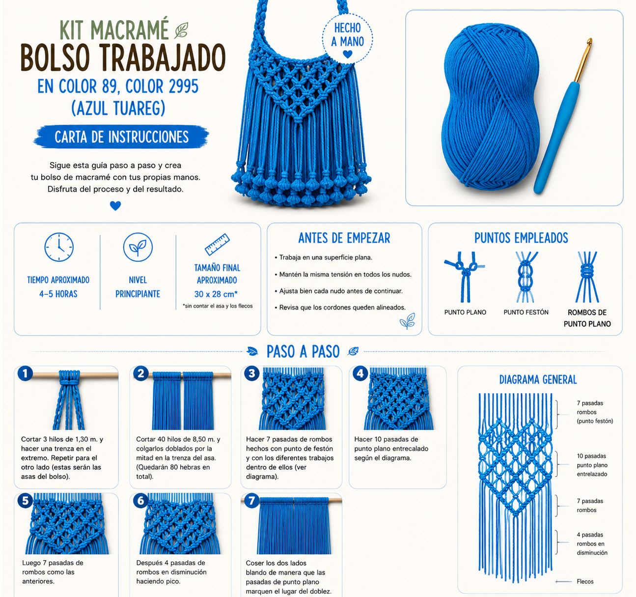 Kit Macramé de bolso.