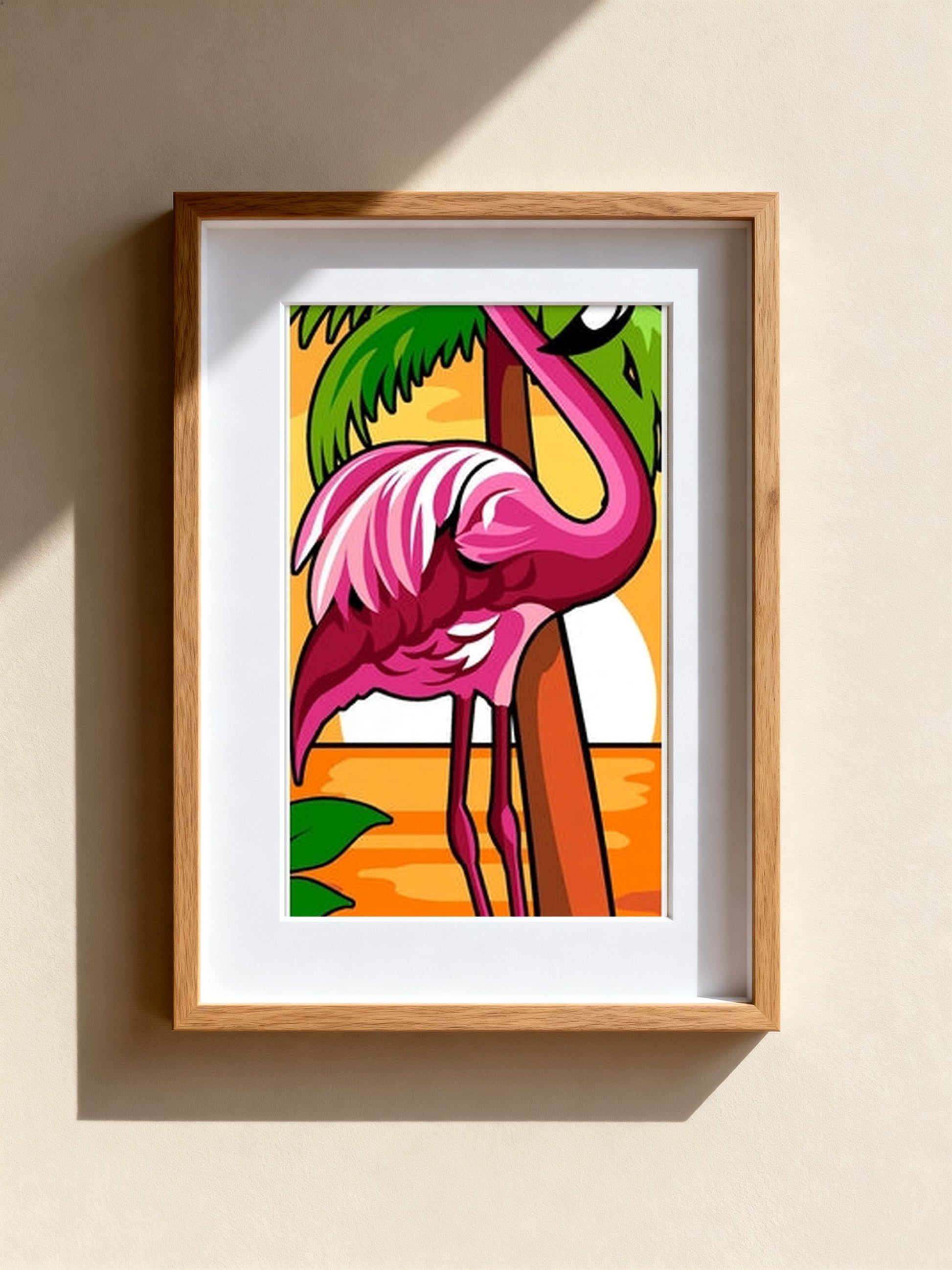 Cuadro de medio punto enmarcado - Flamant Rose - Merceria Marieta