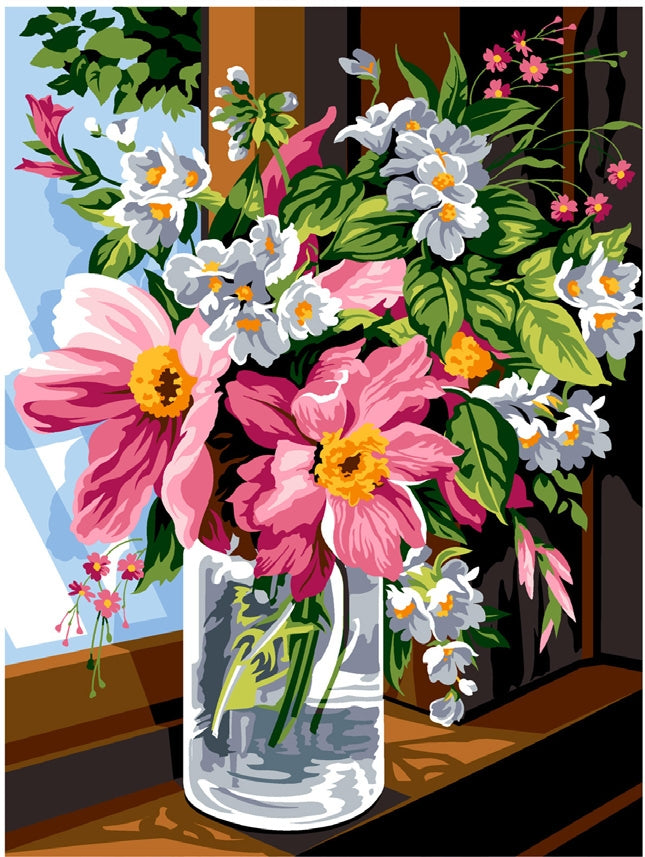 Grupos de flores — cuadro de medio punto para bordar