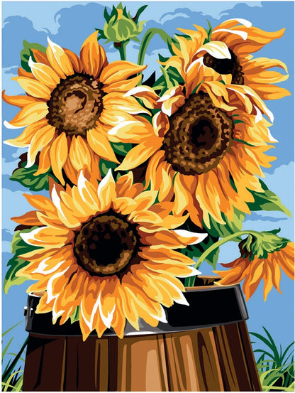 Tonel con girasoles. - imagen 2
