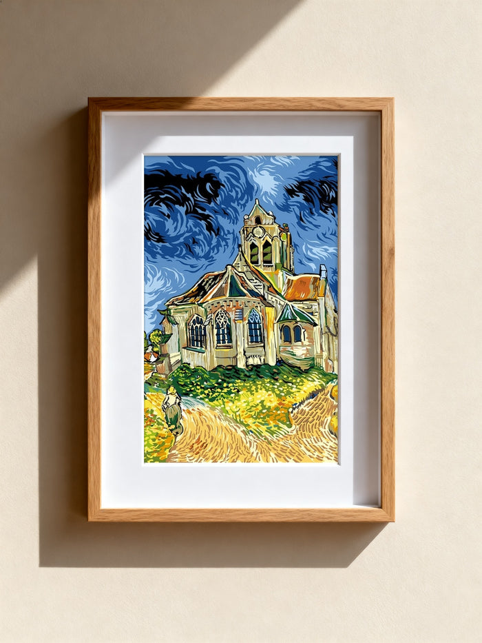 The Church at Auvers, after Van Gogh — SEG de Paris Needlepoint Kit, Printed Canvas