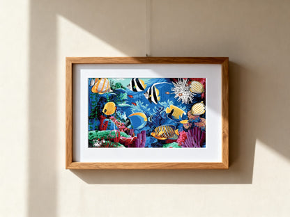 Cuadro de medio punto enmarcado - Poissons tropicaux - Merceria Marieta