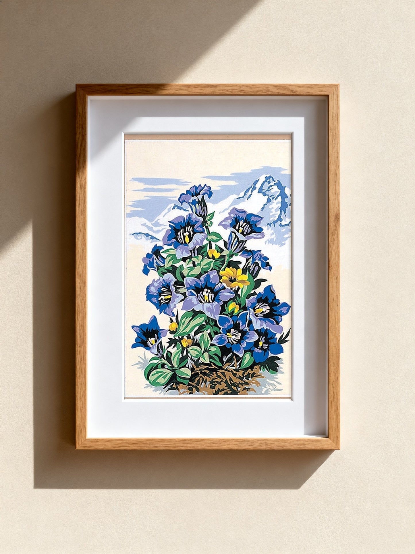 Cuadro de medio punto enmarcado - Fleurs des montagnes bleues - Merceria Marieta