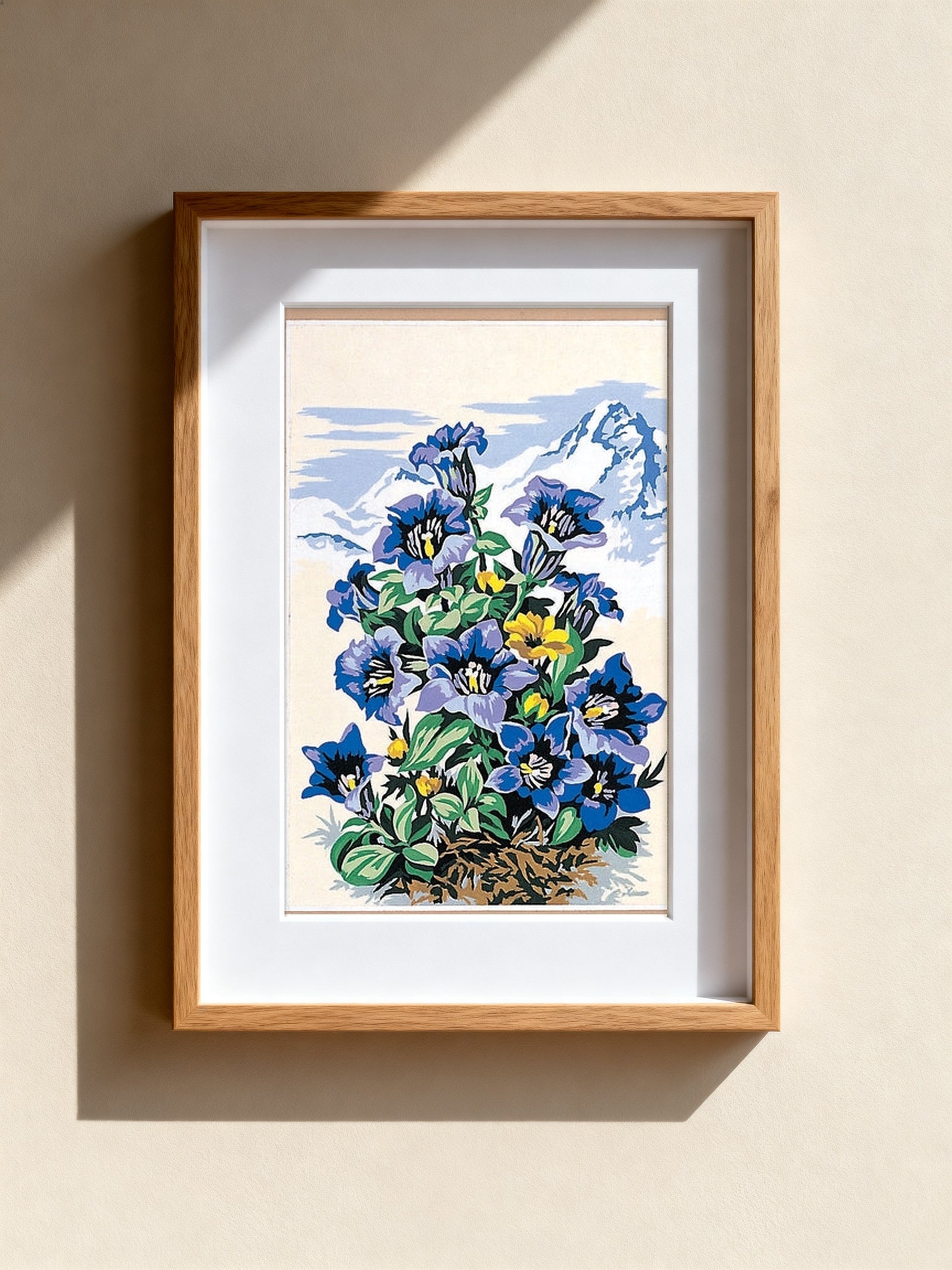 Cuadro de medio punto enmarcado - Fleurs des montagnes bleues - Merceria Marieta