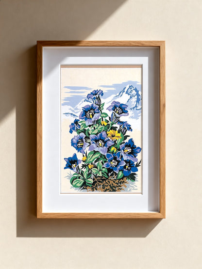 Cuadro de medio punto enmarcado - Fleurs des montagnes bleues - Merceria Marieta