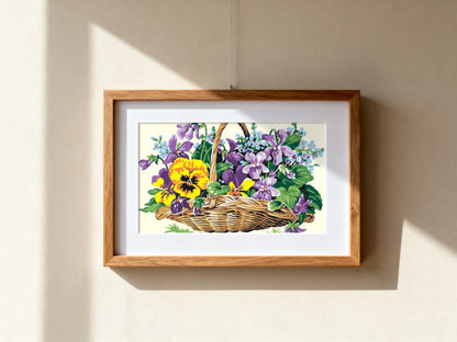 Cuadro de medio punto enmarcado - Panier de fleurs - Merceria Marieta