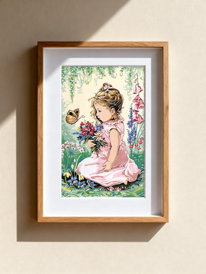 Cuadro de medio punto enmarcado - Élise et le papillon - Merceria Marieta