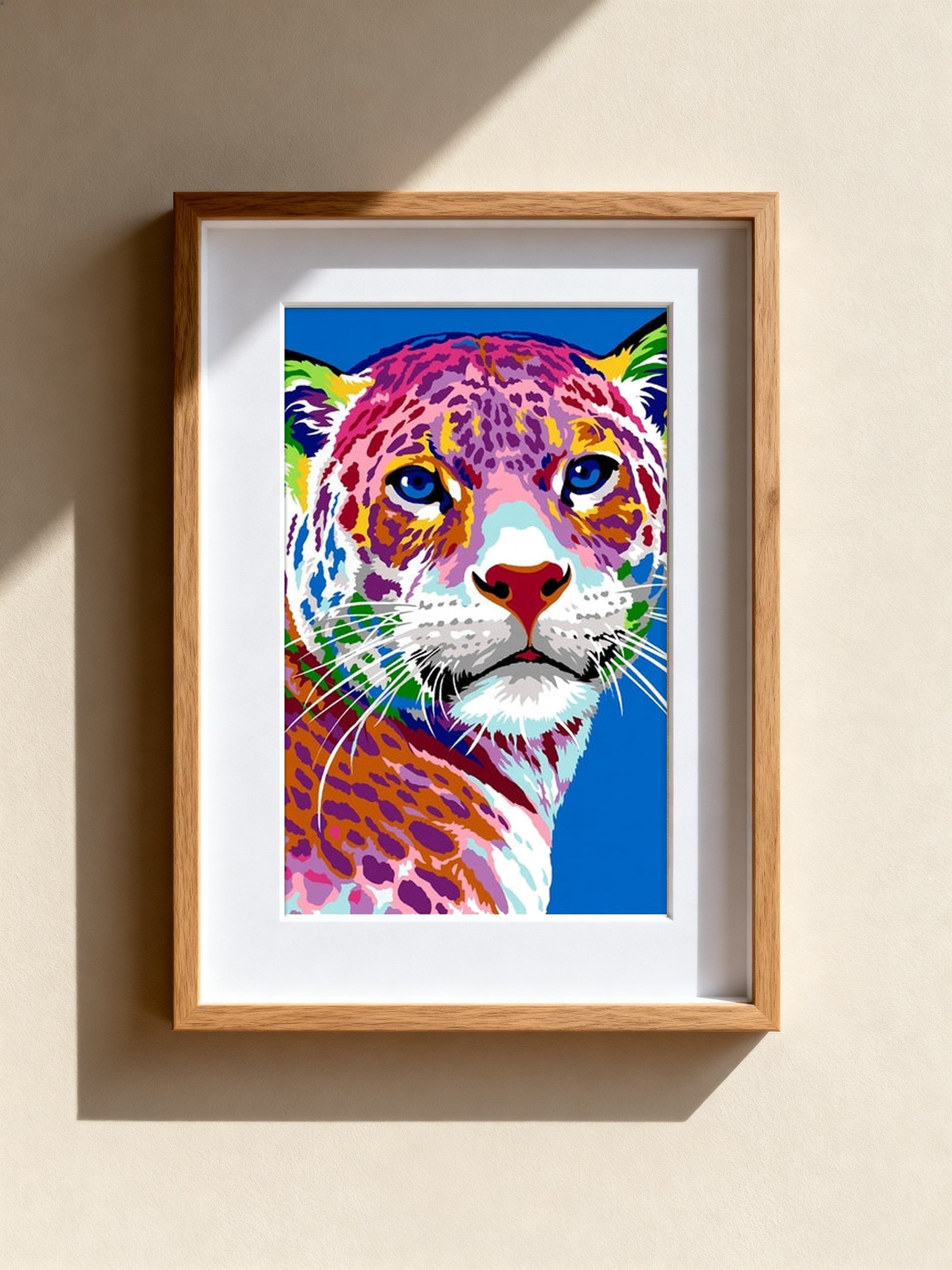 Cuadro de medio punto enmarcado - Léopard coloré - Merceria Marieta