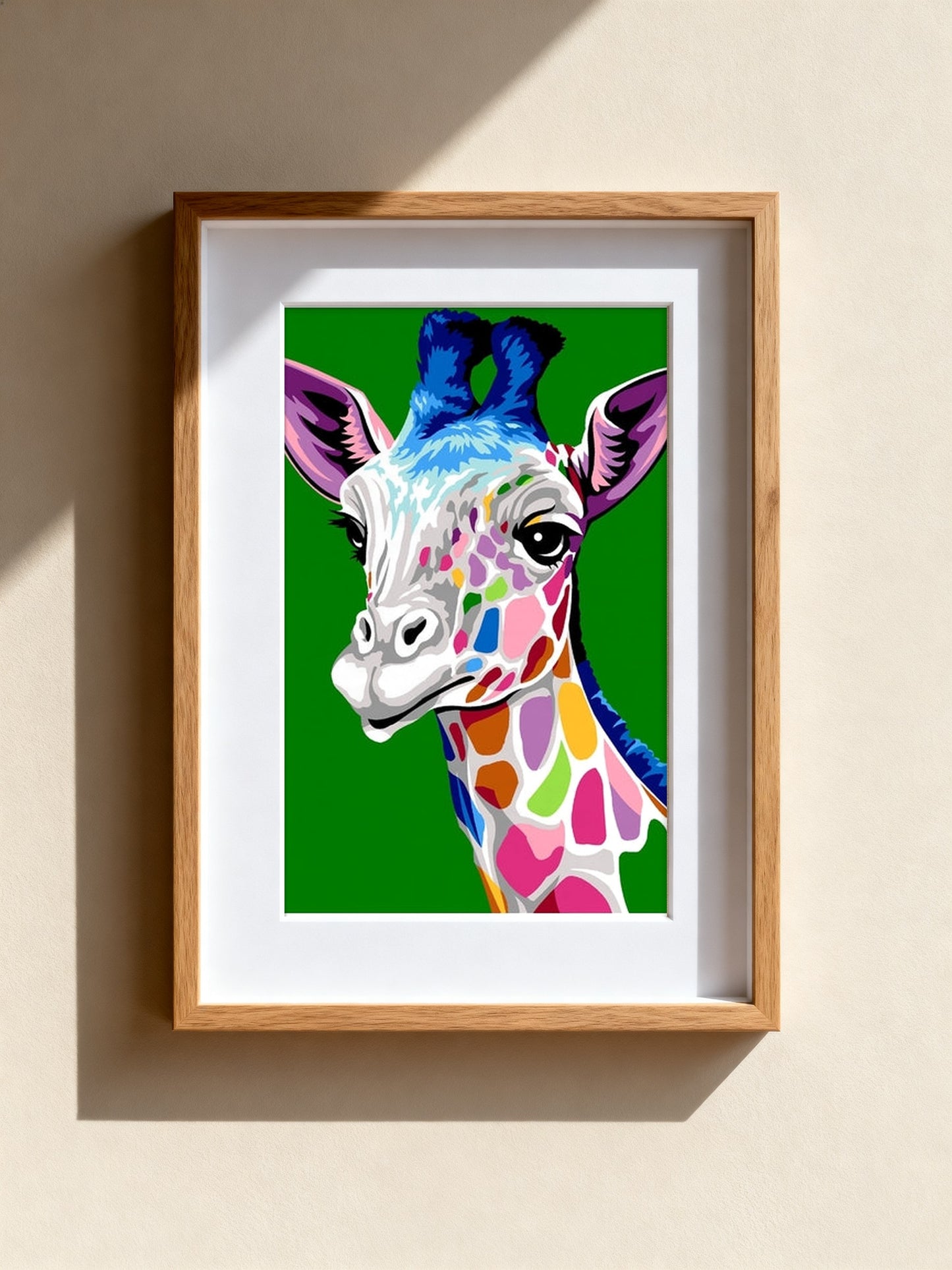 Cuadro de medio punto enmarcado - Girafe colorée - Merceria Marieta