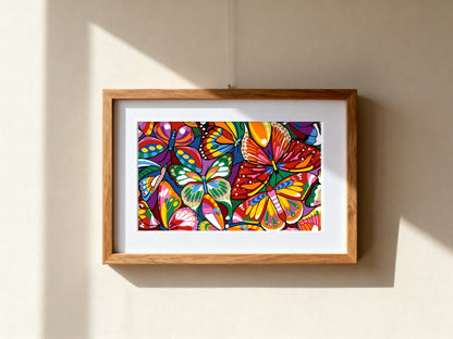 Cuadro de medio punto enmarcado - Colored butterflies - Merceria Marieta