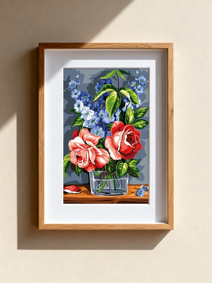 Cuadro de medio punto enmarcado - De rose et de bleu - Merceria Marieta