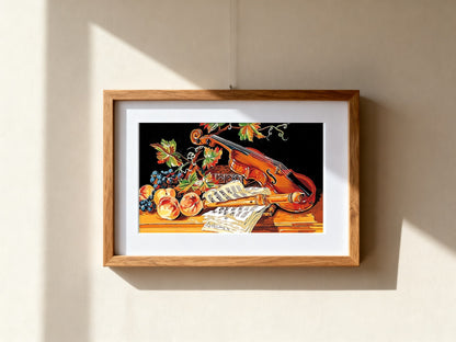 Cuadro de medio punto enmarcado - Nature morte au violon - Merceria Marieta