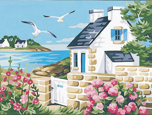 Casa en la playa 22 x 30 cm.