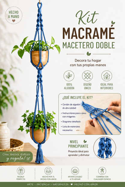 Kit de macramé,macetero doble.