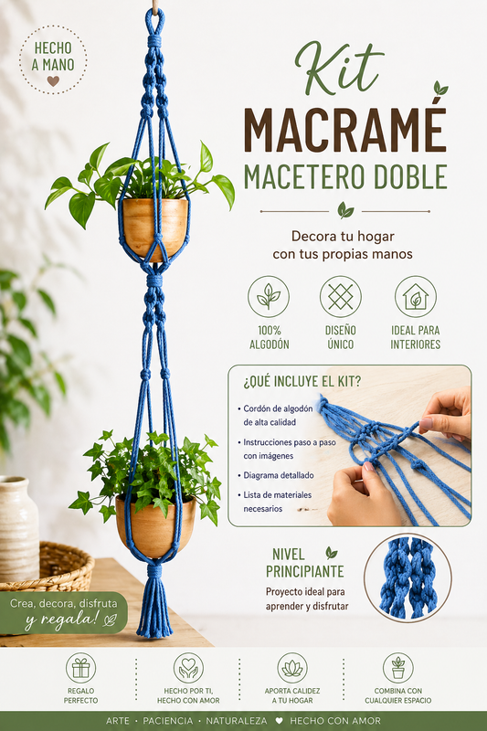 Kit de macramé,macetero doble.