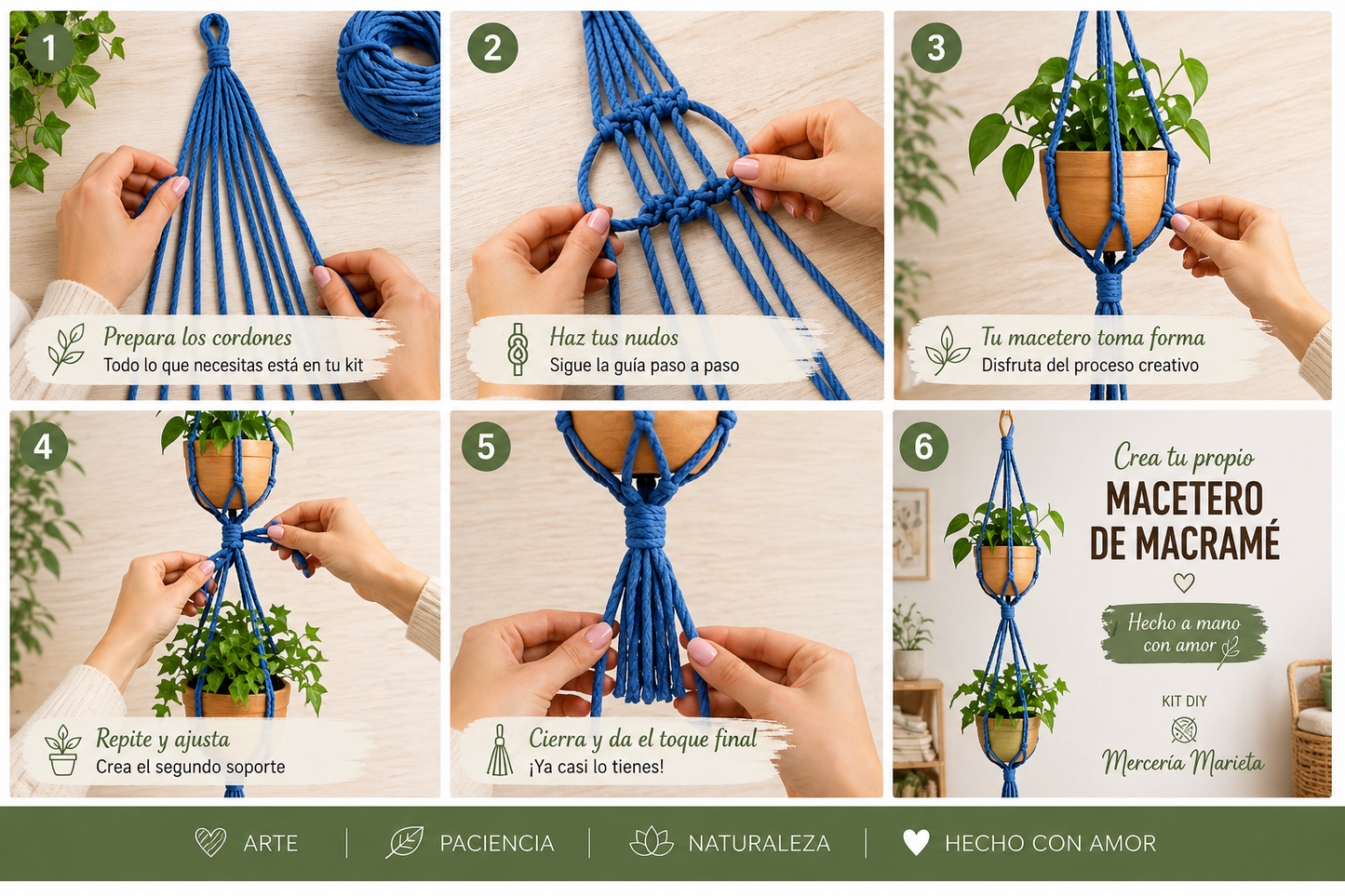 Kit de macramé,macetero doble.