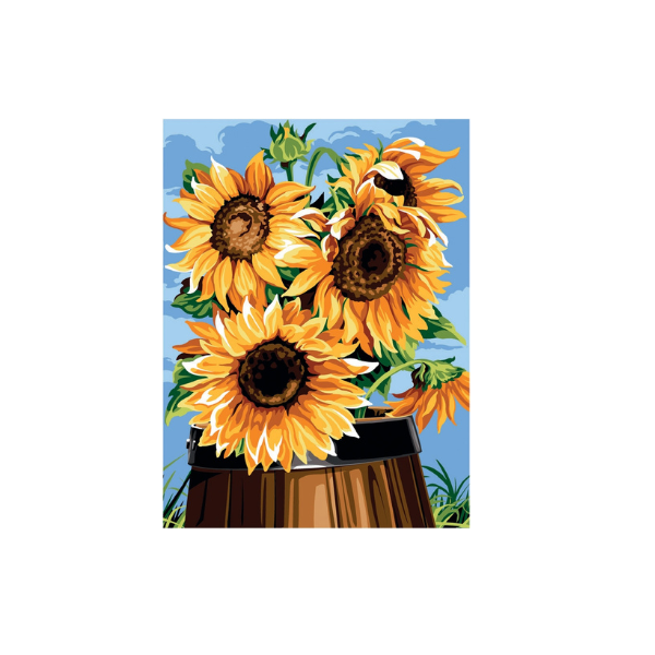Tonel con girasoles. - imagen 1