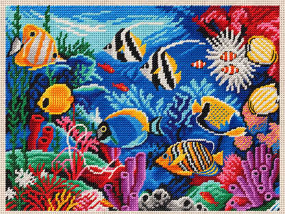 Tropical Fish — Margot de Paris Needlepoint Kit, Printed Canvas