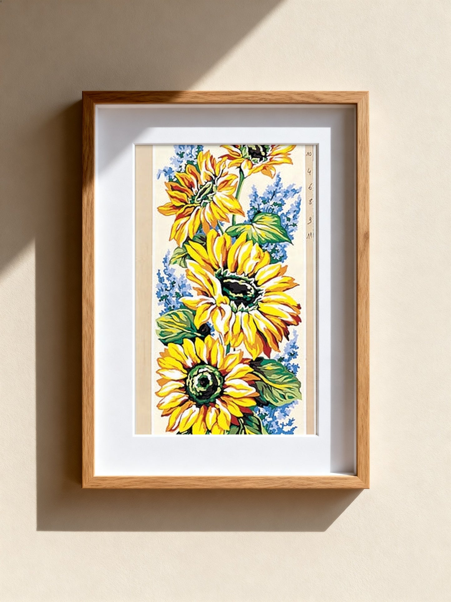 Cuadro de medio punto enmarcado - Tournesols et fleurs bleues - Merceria Marieta