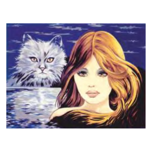 Chica y gatito (70 x 60 cm)