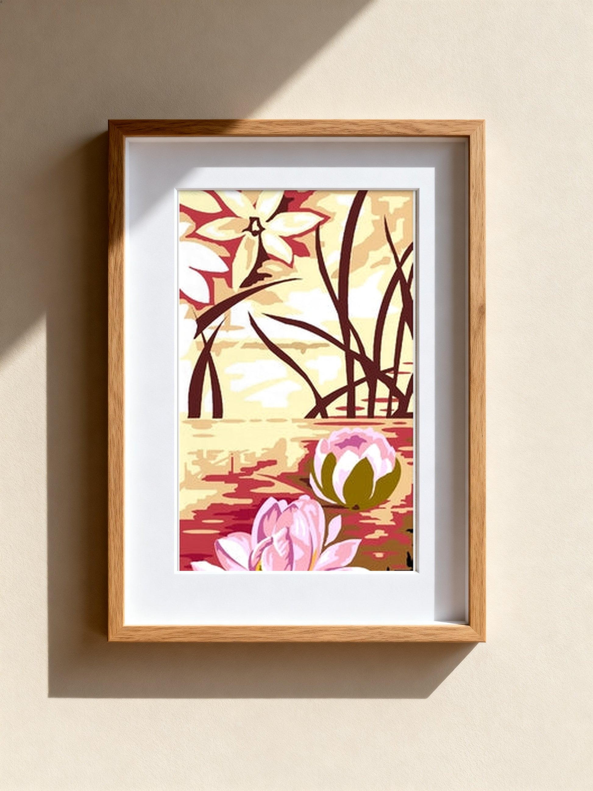 Cuadro de medio punto enmarcado - Fleurs de lotus 3 - Merceria Marieta