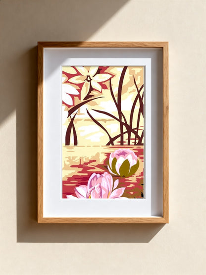 Cuadro de medio punto enmarcado - Fleurs de lotus 3 - Merceria Marieta