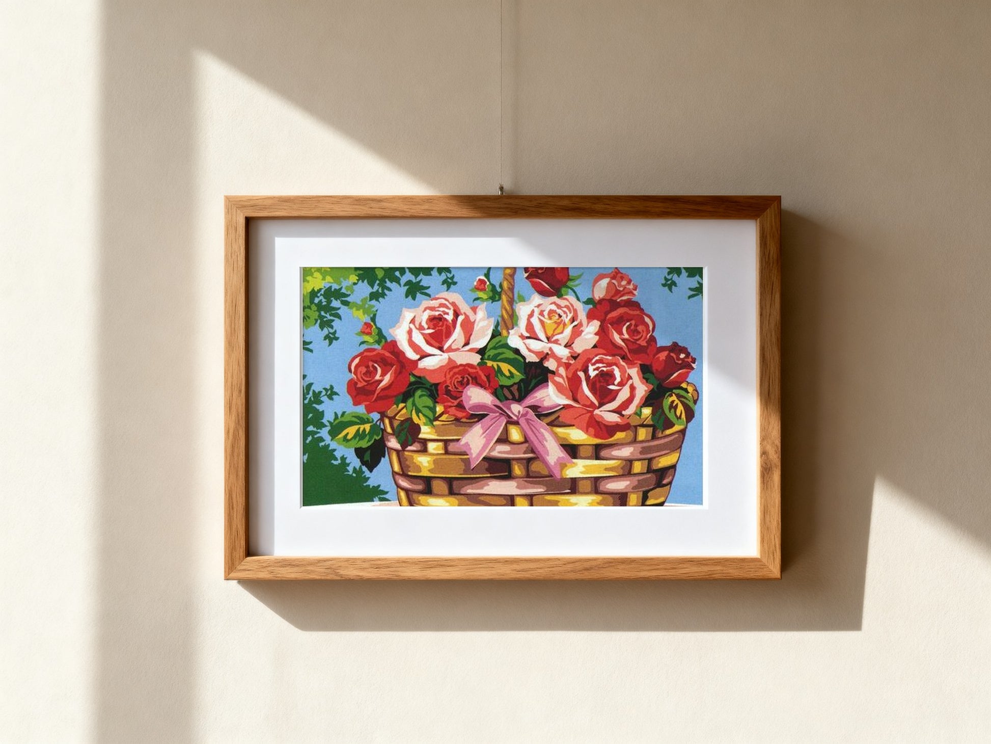 Cuadro de medio punto enmarcado - Panier de rose - Merceria Marieta