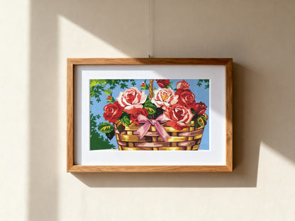 Cuadro de medio punto enmarcado - Panier de rose - Merceria Marieta