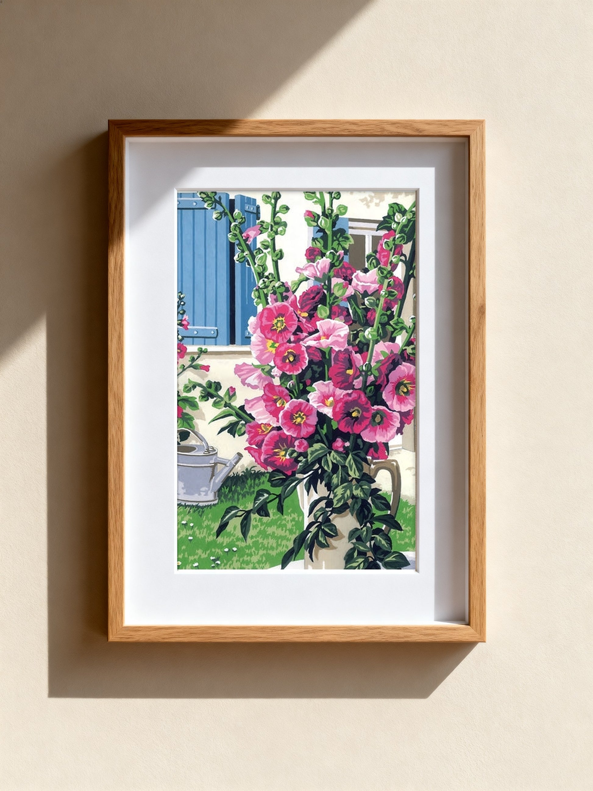Cuadro de medio punto enmarcado - Le bouquet de roses trémières - Merceria Marieta