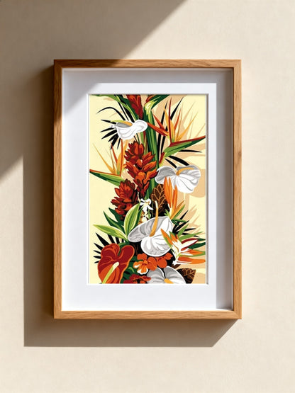Cuadro de medio punto enmarcado - Fleurs exotiques - Merceria Marieta